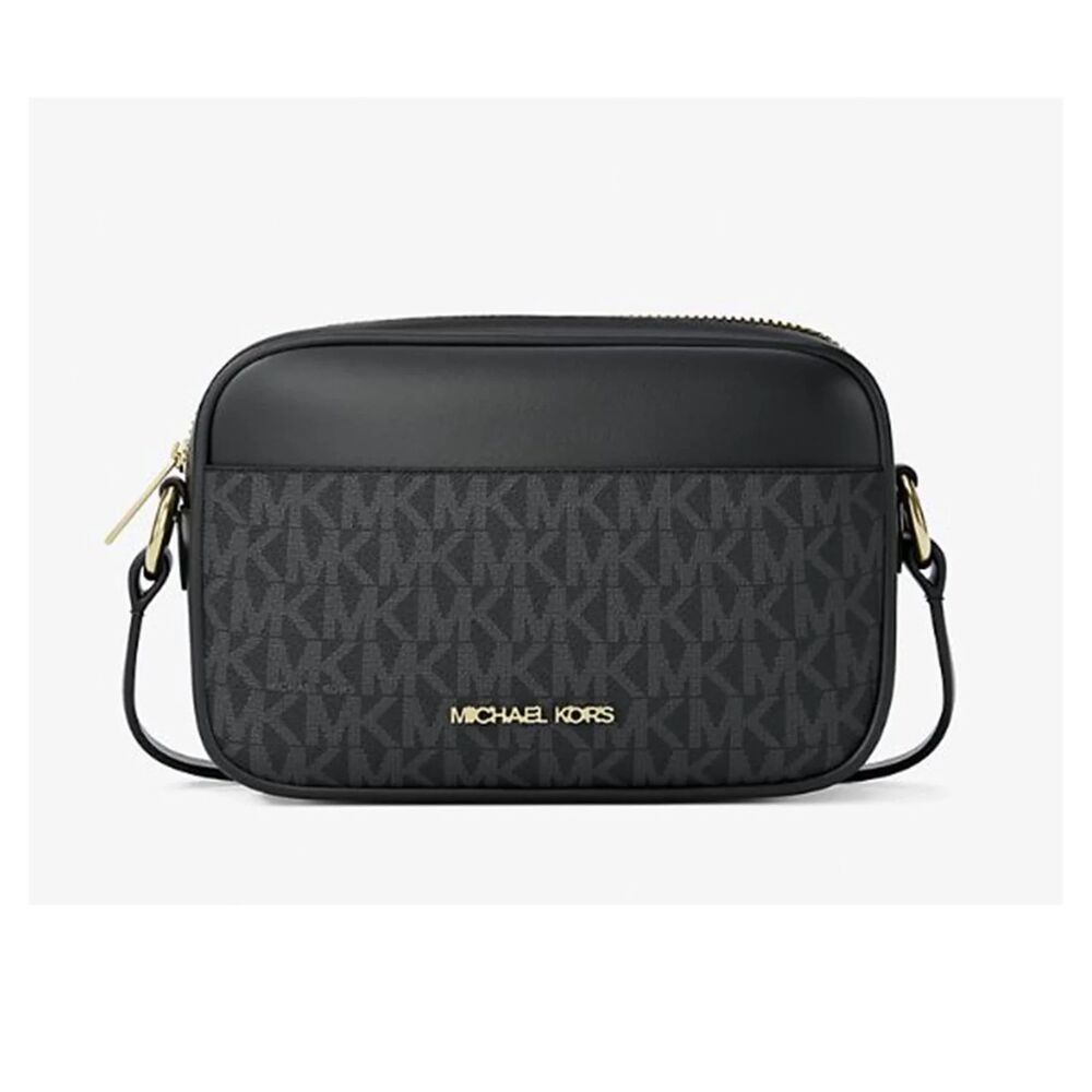 #050 - Black Jet Set Travel Small Signature Logo Camera Crossbody Bag